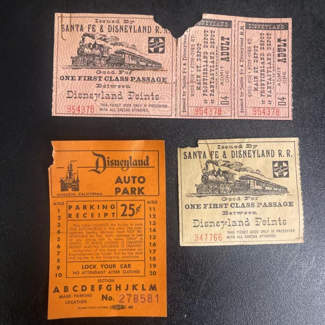Disneyland Park Tickets Parking Ticket Santa Fe Railroad Ticket