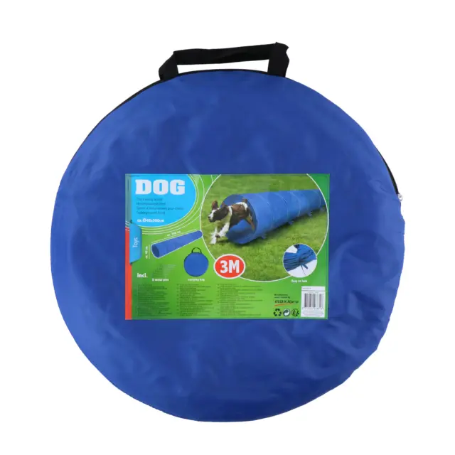 Dog Agility Training Tunnel 48cm x 3m Canine Pet Play Carry Bag Ground Pins 3