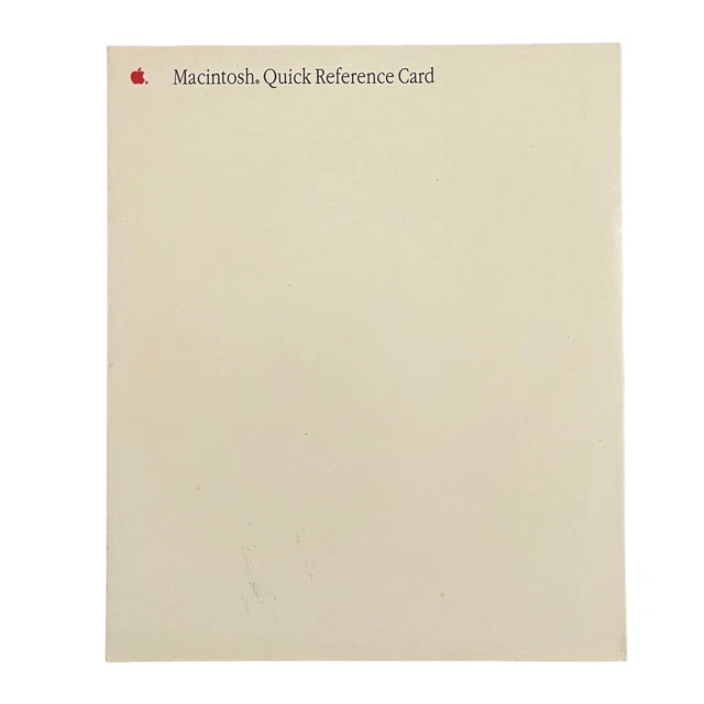 VTG 1988 Apple Macintosh Quick Reference Card 030-3180-B