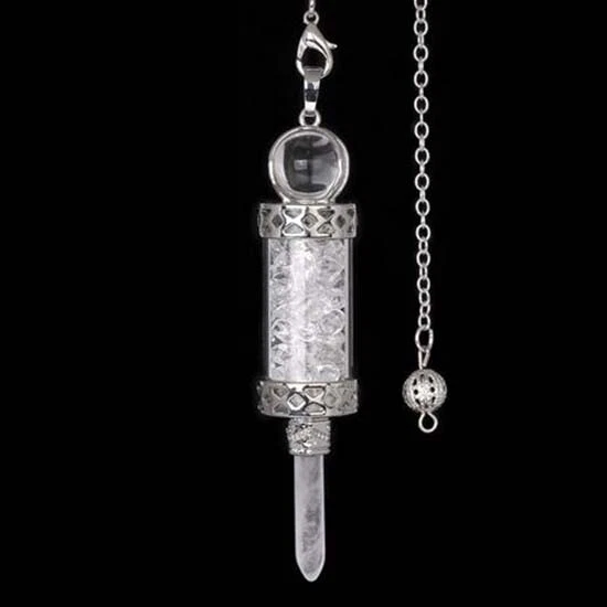 Natural Healing Crystal Pendulum Wish Bottle Quartz Pendant Dowsing Divination