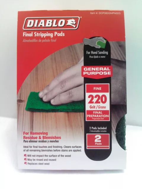 Lot Of 4 Packs Diablo Final Stripping Pads Fine 220 Grit 2 Per Pack