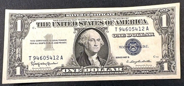 1957 One Dollar Blue Seal Note Silver Certificate Bill $1 Uncirculated