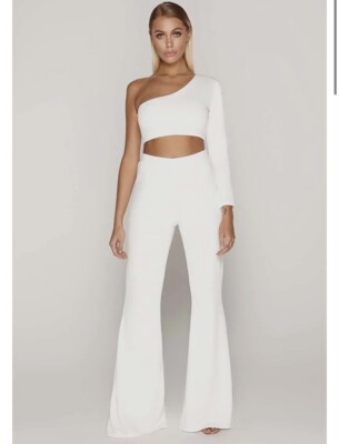 In The Style Tammy Hembrow White Flare Trousers Size UK8
