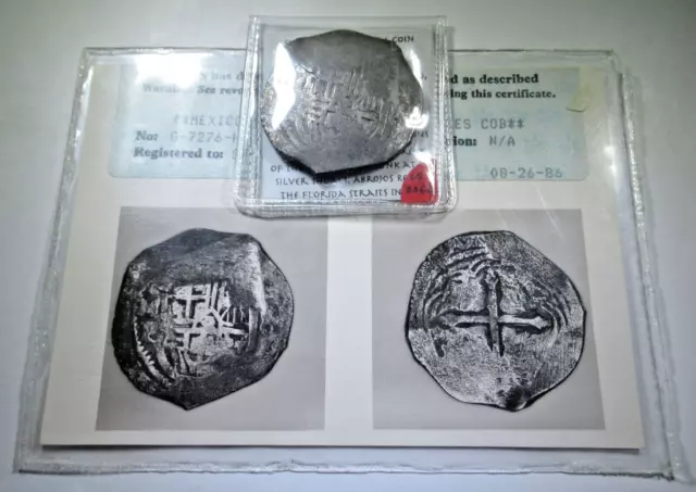 ANACS 86 COA 1600s Concepcion Shipwreck Spanish Bolivia Silver 8 Reales Cob Coin