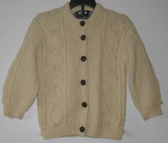 Abbey Knitware Pure Wool Cardigan Sweater, Clarenbridge Ireland~ Kids 5-6 Years