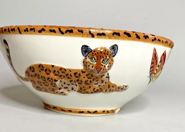 Lynn Chase JUNGLE JUBILEE SOUP/CEREAL BOWL 2006  Jaguar Monkey Parrot