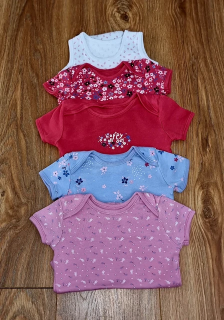 #26 Huge Bundle Of Baby Girls Sleepsuits Pjs Bodysuits Vests Age 9-12 Months 5