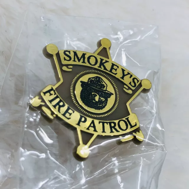 Smokey's Fire Patrol Bear Plastic Badge Pin Only You Can Prevent Forest Fires