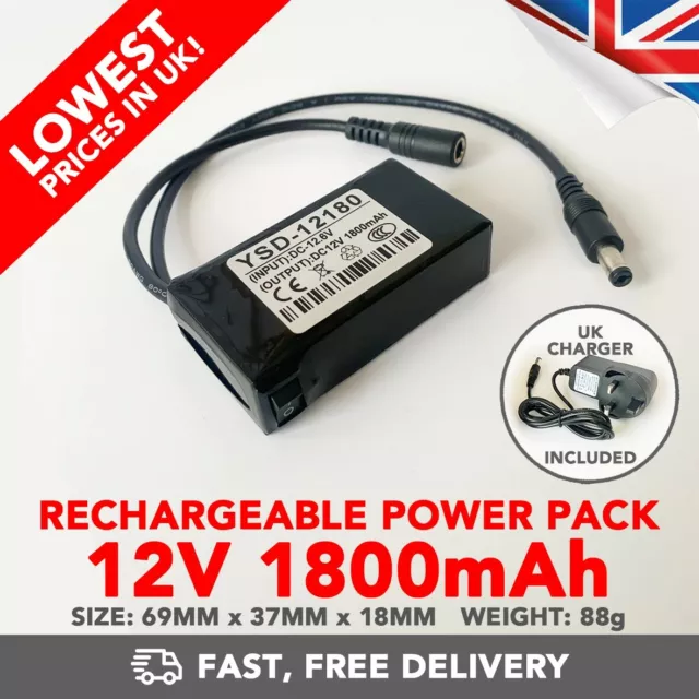 12v Power Bank 1800mAh Rechargeable Li-ion Portable Battery Pack (DC)