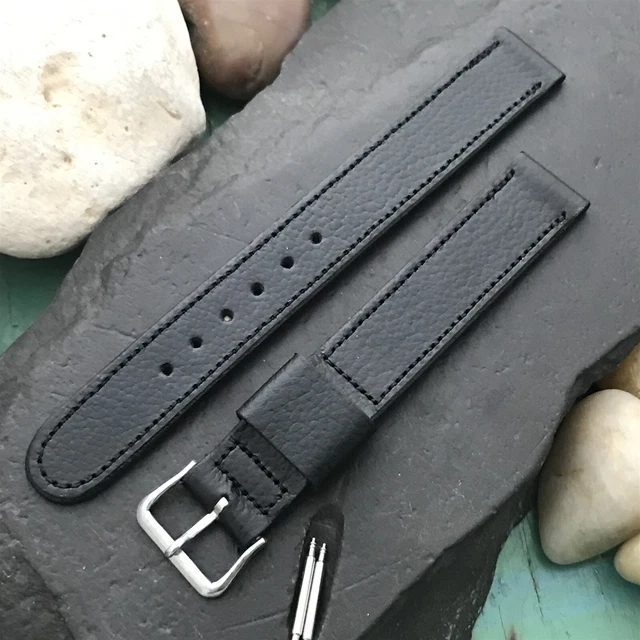 A-11 ORD A-17A Elgin Buckle &Long Black Scotch Grain Unused Vintage Watch Band