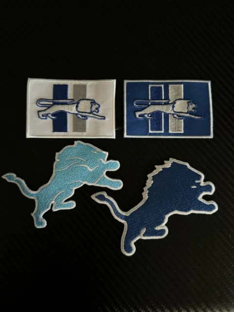 (4) Detroit Lions Retro & Modern Helmet Logos Embroidered Patches Mint New 🏈