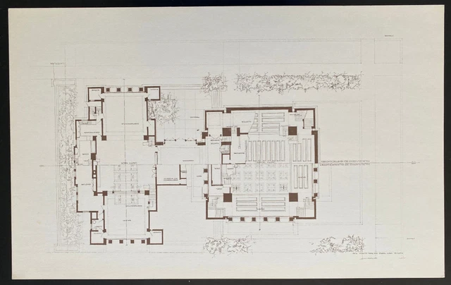 BUILDING PLANS & Designs Of Frank Lloyd Wright Wasmuth Plate 64 Unity ...