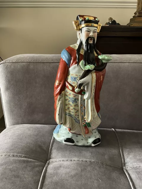 Chinese Porcelain Famille Rose Figure Of Fu Lu Shou God