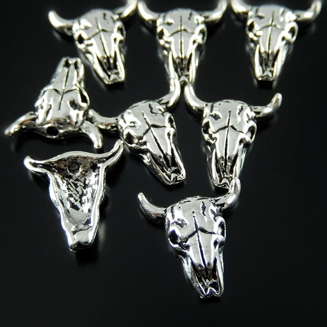 51969 Antike Silber Ton Legierung Mini Stier Kopf Anhänger Charme Schmuck 40Stk