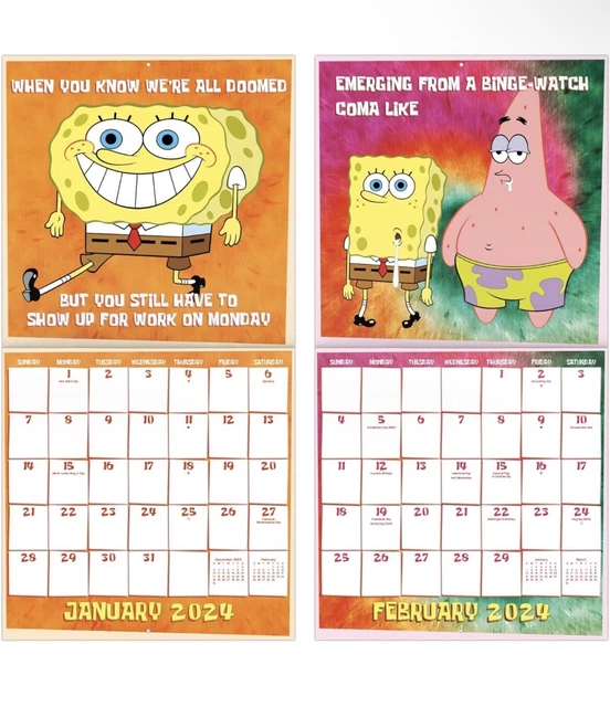 NEW 2PC NICKELODEON SpongeBob SquarePants 2024 Calendar & Activity Book