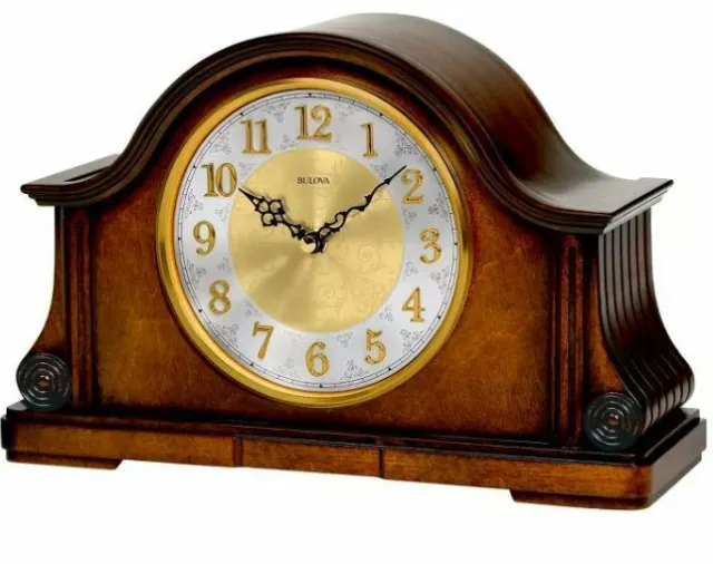 BULOVA MANTLE SHELF Clock Quartz Analog Chiming Vintage Antique Style ...