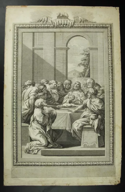 Antique print the Lord's Supper la Cène scène religieuse 1750 ceci est ma chaire