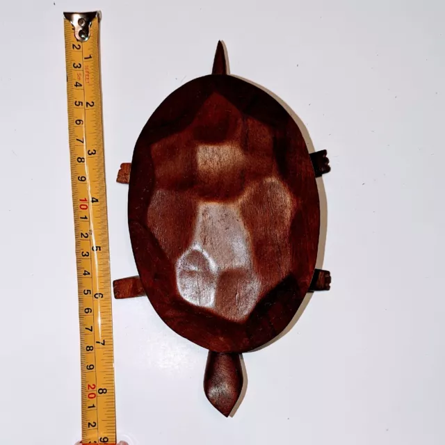 Vintage Solid Wood Turtle Hand Carved Box with Removable Lid Antique 1960s 1970s