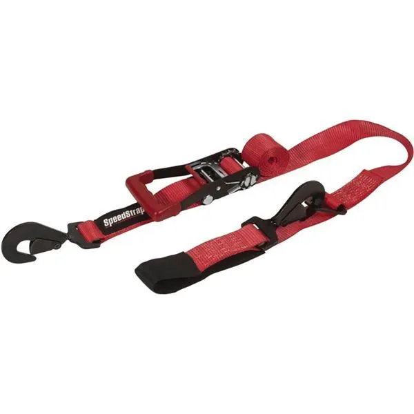 Red SpeedStrap 2" Ratchet Tiedowns With Axle Strap And Twisted Snap Hooks Combo