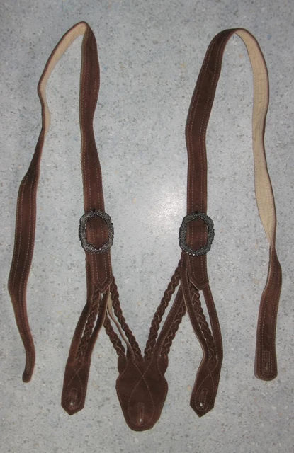 Norwegian Traditional Costume Suspenders IN Medium Braun To Trousers Approx. up