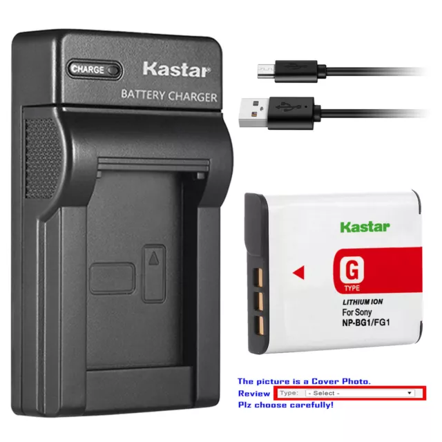 Kastar Battery Slim USB Charger for Sony NP-BG1 NP-FG1 & Sony Cyber-shot DSC-W80