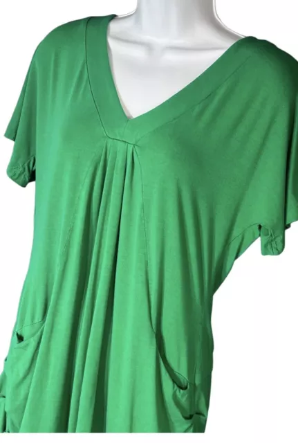 Macys INC International Concepts Short Sleeve Tunic Top Green Pockets EUC 3