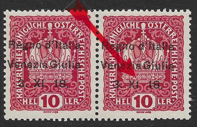Italy/Venezia Giulia stamps 1918 Sassone 4o ERROR PAIR  MNH  VF