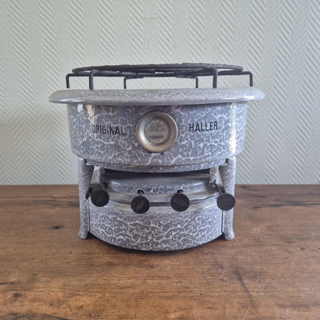 Vintage HALLER Enamelware Stove Kérosene 1-wick Enamel
