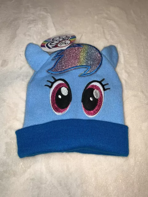 MY LITTLE PONY Knit Beanie Hat & Gloves Set Pom Rainbow Dash