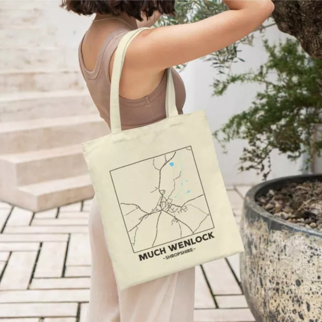 Much Wenlock - Shropshire City Street Map Tote Bag