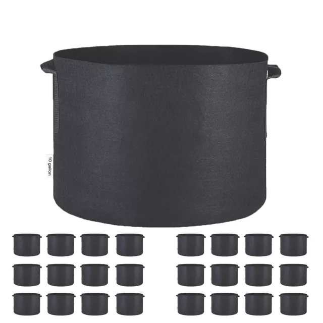 TopoGrow 10 Gallon 24-Pack Grow Bags Fabric Pots Seed  Plant Starting Pots Trays