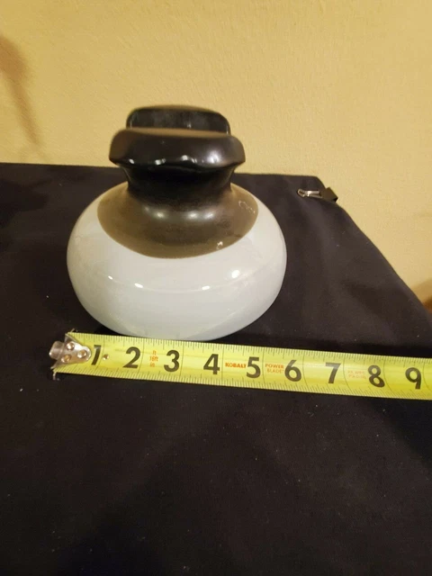 Vintage Large  Saddle-Back Insulator Ceramic Porcelain Black /  Light Blue 11