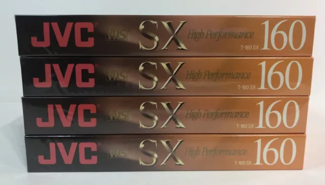 Lot of 4 JVC HIGH PERFORMANCE 160 SX Blank 8 HRS  VHS Tapes NEW Sealed
