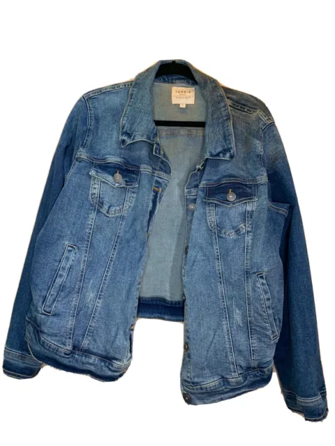 Torrid Denim Jean Jacket Plus Size 2x Stonewash Stretch Cotton Blend