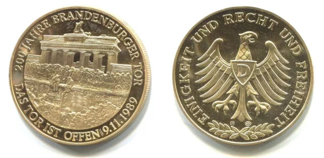 Medaille (1991)  "200 Jahre Brandenburger Tor- Das Tor ist offen"  Ø 40mm