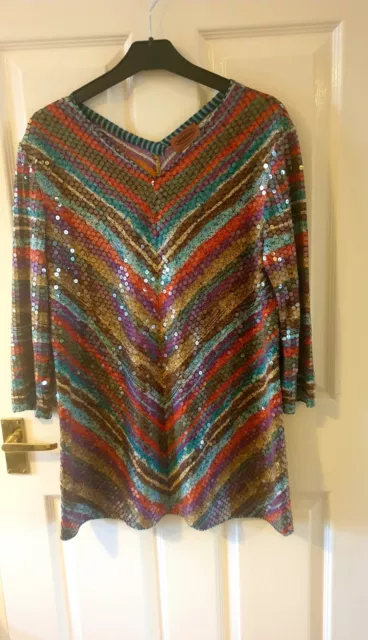 Missoni Silk Mini Dress, M, Multicoloured, Retro