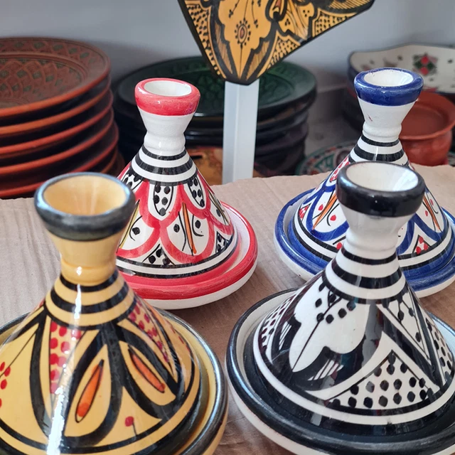 Mini Tajine Marroquí Hecho a Mano Lote de 4 Piezas Pequeño Marroquí Tagine Decoración