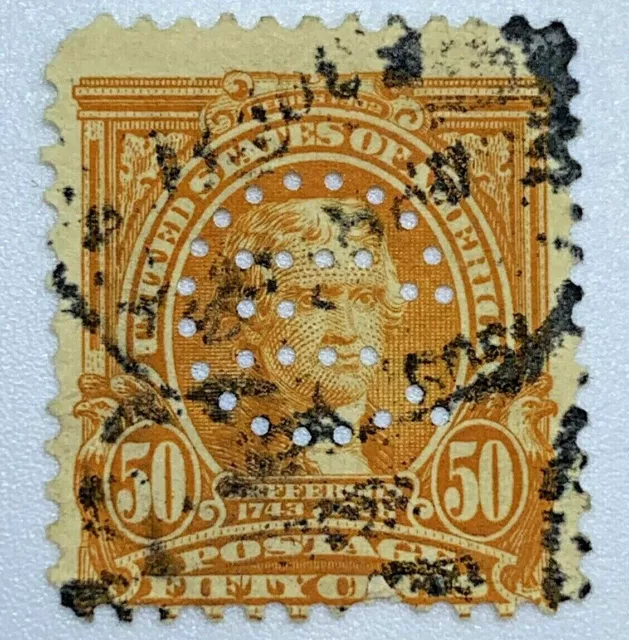 1903 US 50c STAMP WITH PERFIN, THOMAS JEFFERSON