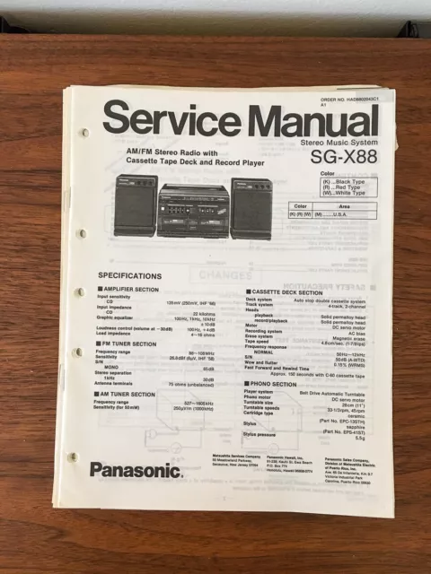 Panasonic SG-X88 Stereo Service Manual *Original*
