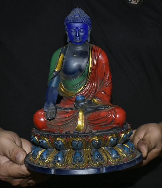 9.2 " Old Chinese Buddhism Crystal Painting Tathagata Sakyamuni Buddha Statue