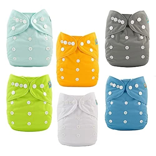 ALVABABY Baby Cloth Diapers Adjustable Washable 6 Pack with 12 Inserts 6BM98