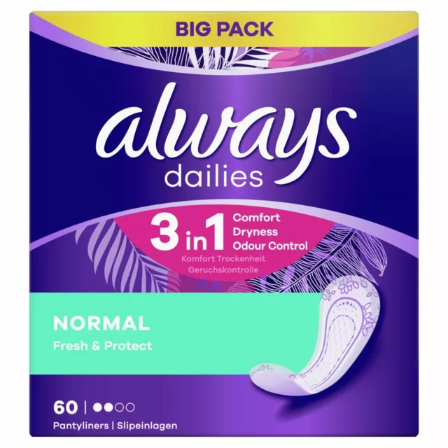 Always Dailies Höschenfutter Normal Fresh & Protect Geruchsneutralisierend 60er Pack