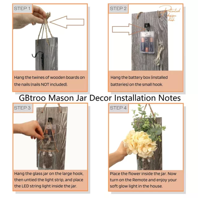 Mason Jar Sconces Home Wall Decor Include Remote Control - Farmhouse Sconces 3