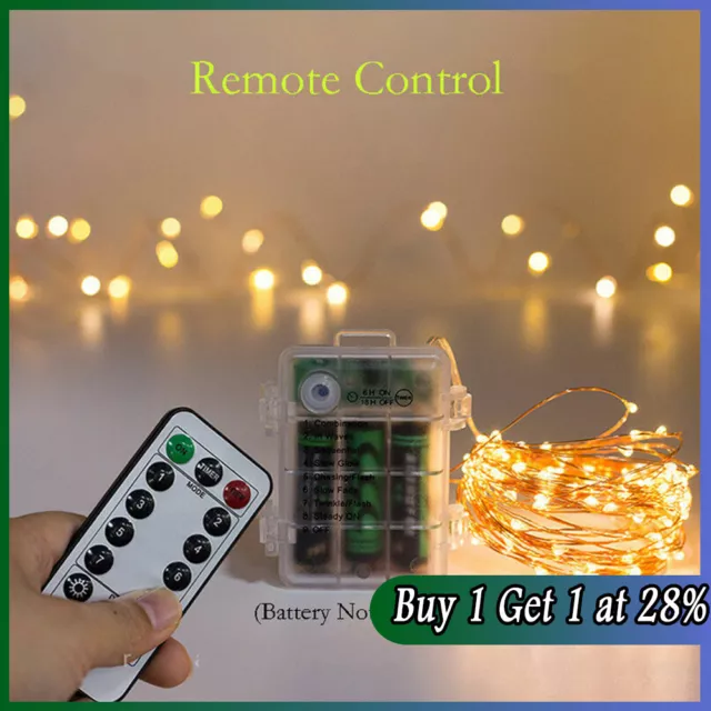 LED Battery Fairy String Lights Micro Outdoor Remote Control Wedding Xmas Party