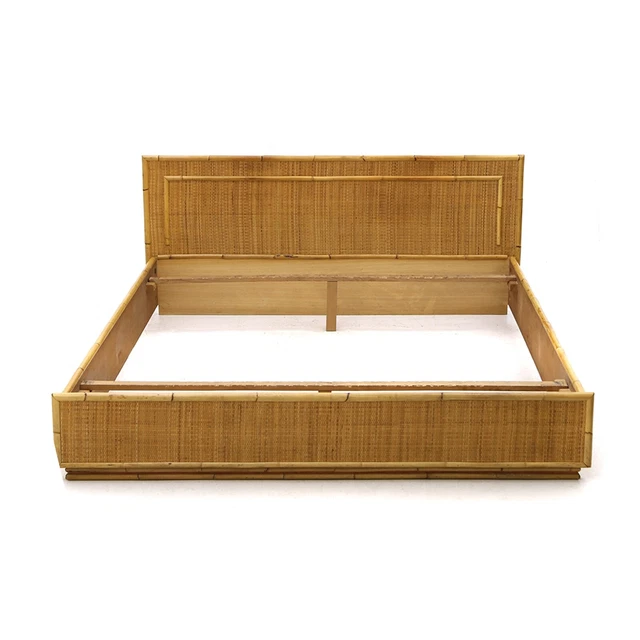 Letto matrimoniale in Vimini “Oriental” di Dal Vera, anni ’70, double bed, Italy