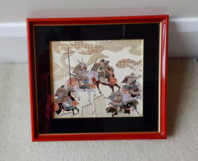 1980’s Japanese Silk Art Embroidery/ Silk Tapestry, ‘Horse Riding Samurai