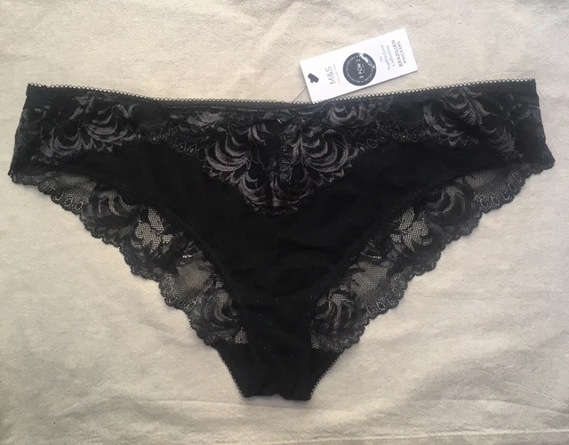 Marks & Spencer M&S Collection Black Brazilian Knickers Sophia Lace 16 44 L