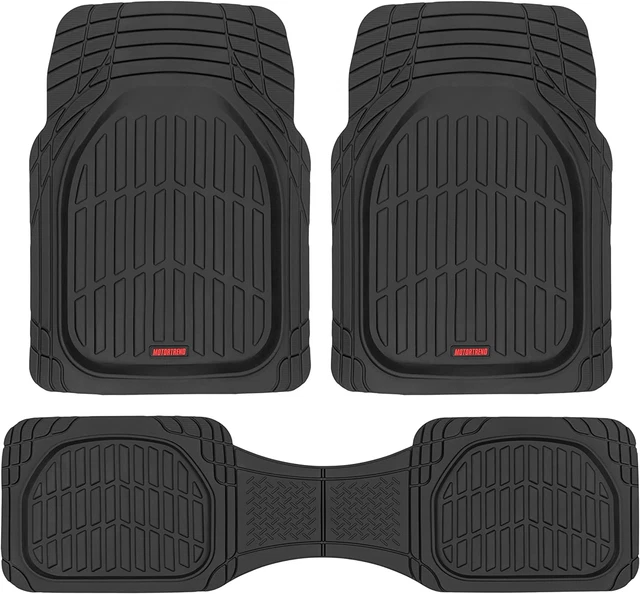 Flextough Floor Mats for Cars, Black Deep Dish All-Weather Car Mats