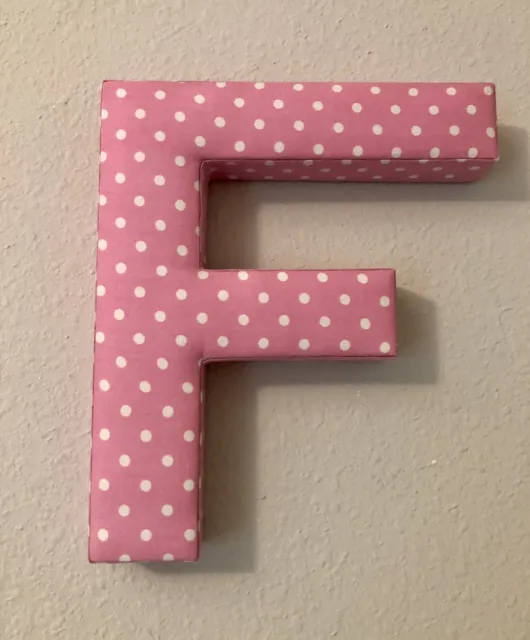 Fabric Covered Wall Letter - Pink Polkadot- Letter F