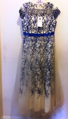 Vicky And Lucas White Short Sleeve Zipper Back Tulle Formal Dress-Size L 